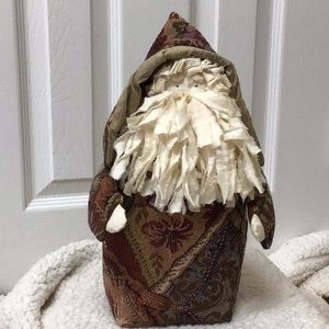 VINTAGE HANDMADE TAPESTRY SANTA 13”